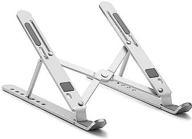 Raptor 7 Angles Adjustable Foldable Compatible All Other Notebook Silver Floor and Desk Stand Rotatable Laptop Stand with Adjustable Height Compatible with Universal Laptops