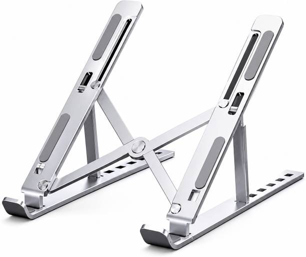 Wacky laptop-stand-metal Portable Aluminum with 6-Level Height Adjustment, Anti-Slip Silicone Pads & Heat Aluminium Floor and Desk Stand Laptop Stand with Adjustable Height Compatible with Universal L