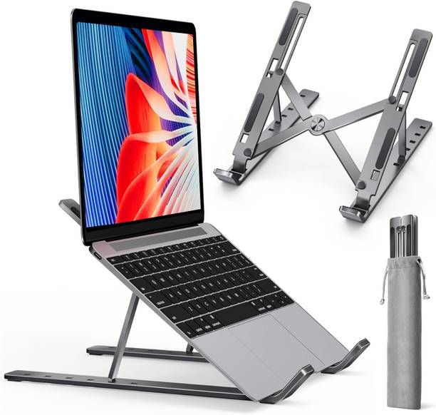 Dyazo Plus 6 Angles Laptop Stand Holder Ergonomic Foldable and Portable Tabletop Aluminium Desk Stand Laptop Stand with Adjustable Height Compatible with Universal Laptops