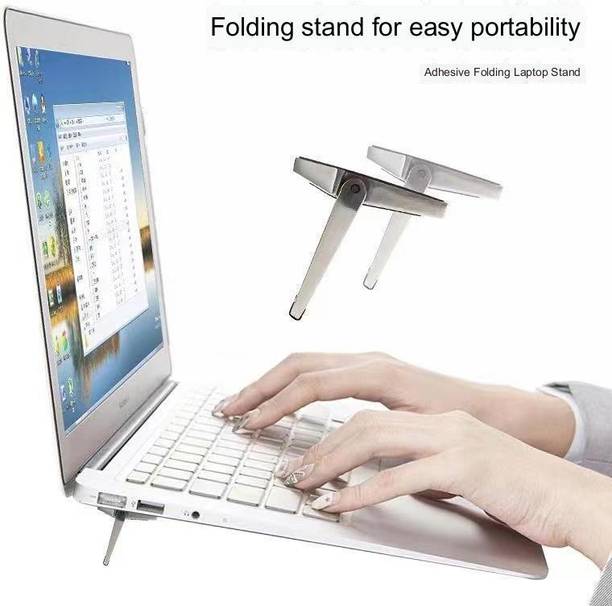 Like Star Mini Laptop Stand Premium Metal Folding Portable Laptop Stand Non-Slip Base Bracket (Pack of 2) Aluminium, Brass Floor and Desk Stand Laptop Stand with Adjustable Height Compatible with Universal Laptops