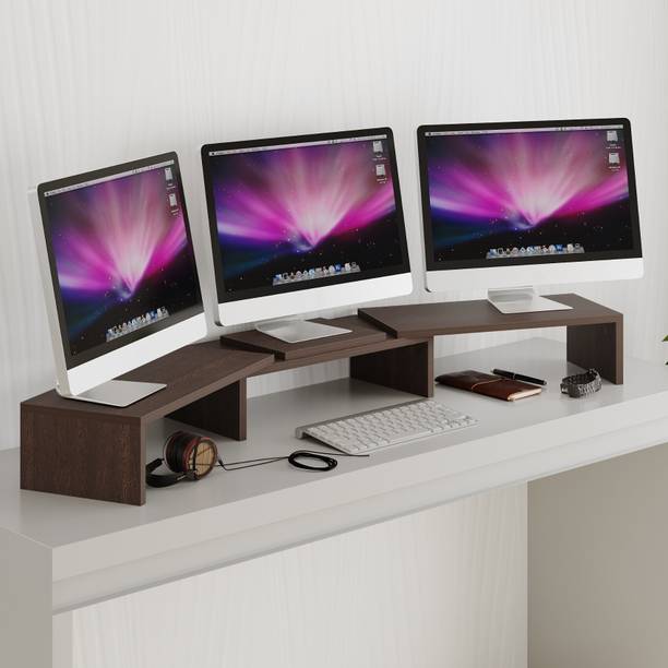 BLUEWUD Festvi Triple Monitor Computer PC Screen Height Riser Stand Gaming for Table TS-FV-W Wooden Floor and Desk Stand Rotatable Laptop Stand Compatible with Universal Laptops