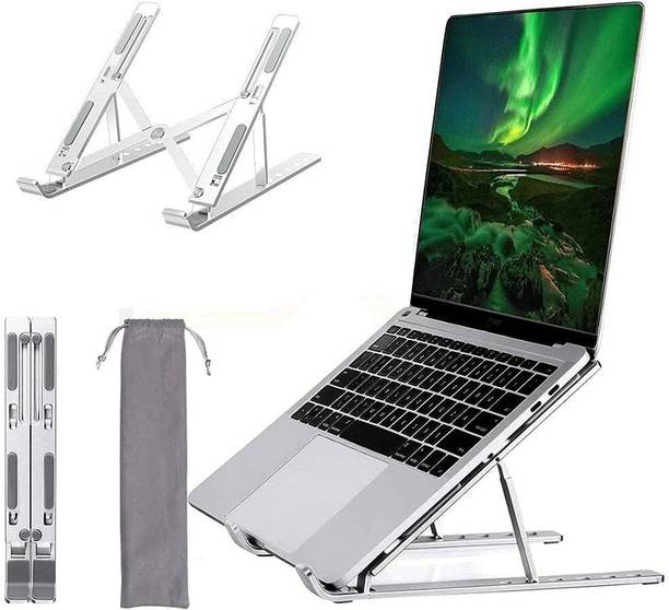 velvetcrown SilverStand Stainless Steel Desk Stand Rotatable Laptop Stand with Adjustable Height Compatible with Universal Laptops