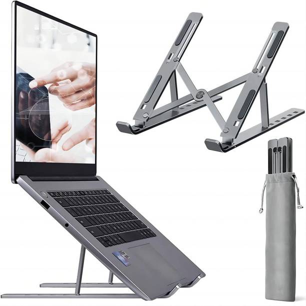 BERStronics 6 Angles Adjustable Aluminum 10 - 15.6 Inches & All Other Notebook (Silver) Aluminum Portable Compatible with MacBook, HP, Dell, Lenovo & All Other Notebook Laptop Stand