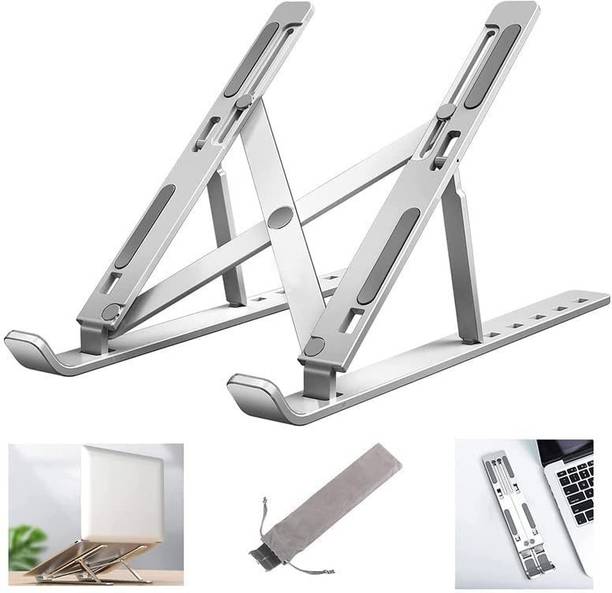 KRISHNA Foldable Desktop Compatible with MacBook, HP, Dell, Lenovo,All Other Notebook Laptop, Tablet Stand 6 Angles Adjustable Aluminum with All laptop, Notebook Laptop Stand