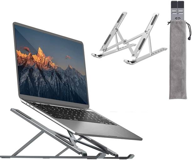 vnz Laptop Stand | Portable Stand | Foldable Laptop Stand | 7 Angle Adjustable Hight Iron Desk Stand Rotatable Laptop Stand with Adjustable Height Compatible with Universal Laptops