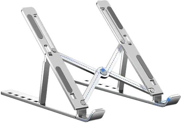 JIBON Portable Easy Storage Light Weight Triangular Structure Aluminium Floor and Desk Stand Rotatable Laptop Stand with Adjustable Height Compatible with Universal Laptops