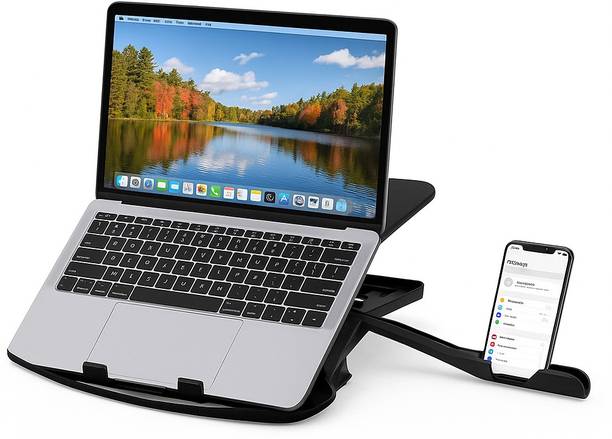 TRICX TRICX LAPTOP STAND Adjustable Laptop Stand, Portable, Ventilated, Foldable with Phone Holder Stand Laptop Stand