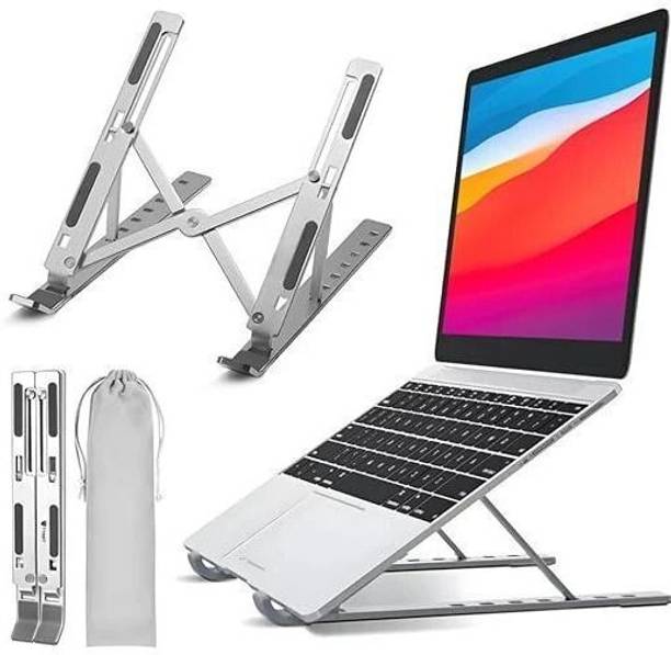MustGrab 7-Angle Adjustable Aluminum Ergonomic Foldable Laptop Stand Ergonomic Aluminium Desk Stand Rotatable Laptop Stand with Adjustable Height Compatible with Universal Laptops