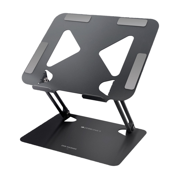 ZEBRONICS ZEB-NS3000 Zeb-NS3000 Carbon Steel Laptop Stand with Adjustable Height with 360 Rotation and Multi Angle Adjustable levels- Compatible with Universal Laptops