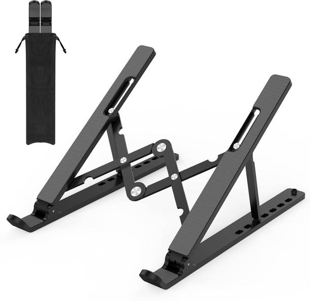 sdhub Adjustable Foldable Laptop Stand – Black Portable Laptop Stand with Adjustable Height, Foldable, Protection for Laptops Stainless Steel Rotatable Laptop Stand with Adjustable Height Compatible with Universal Laptops