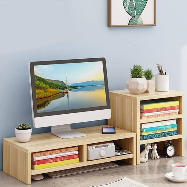 UniAart 2 Tiers Computer Monitor Riser 2 Tiers MDF Computer Monitor Riser Wooden Desk Stand Laptop Stand Compatible with Universal Laptops