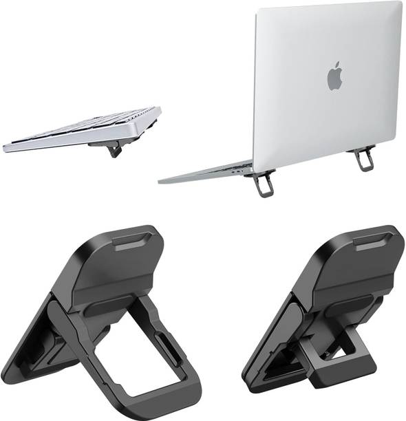 Ofifo Adhesive Laptop Stand Feet Portable Folding Laptop Risers with 2 Heights Black Adhesive Aluminum Mini Stand Universal Cooling Support Aluminium Floor and Desk Stand Laptop Stand with Adjustable Height Compatible with Universal Laptops