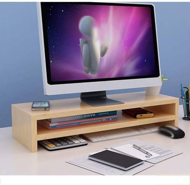 Indian Decor 39420 Classic 2 Tiers Monitor Stand Wood PC Laptop Computer 39420 Classic 2 Tiers Iron Floor and Desk Stand Laptop Stand with Adjustable Height Compatible with Universal Laptops