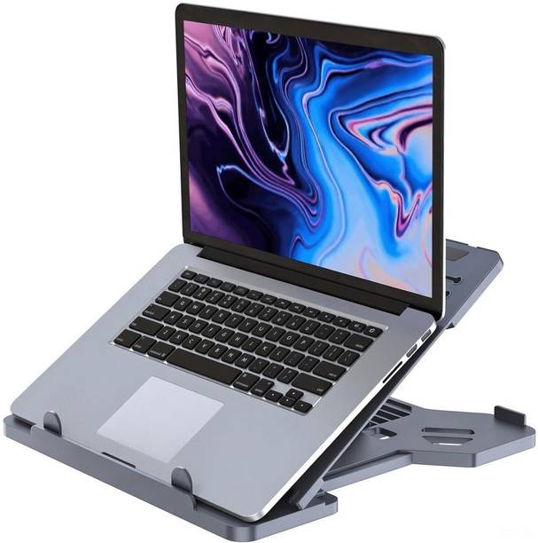 ELV DIRECT ABSLAPSTNDBLK11 Plastic Desk Stand Laptop Stand with Adjustable Height Compatible with 40 - 44cm Laptops