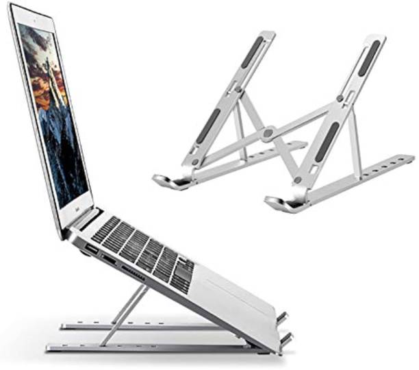 uMore ALUMINIUM LAPTOP STAND Laptop Stand Adjustable Computer Stand Aluminum Riser Holder Compatible with MacBook Air Pro, HP, Dell, More 10-15.6” Laptops Collapsible and Non-Slip Metal Laptop Stand