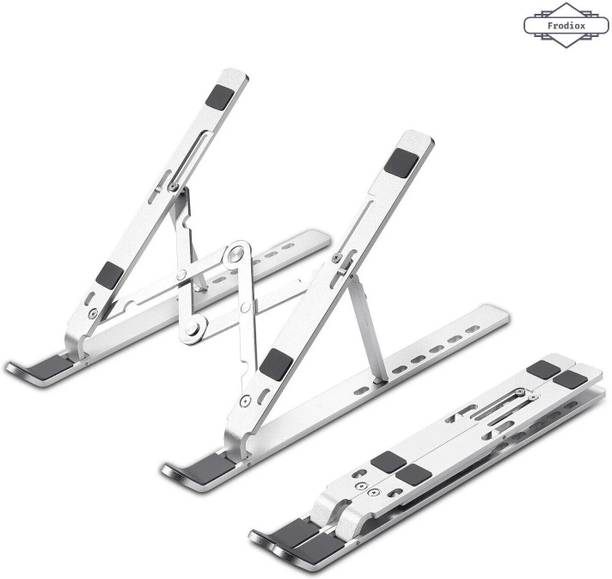 Frodiox Aluminum 6 Adjustable Foldable Portable Laptop Stand Desktop Tablet Stand FR08 Aluminium Floor and Desk Stand Rotatable Laptop Stand with Adjustable Height Compatible with Universal Laptops