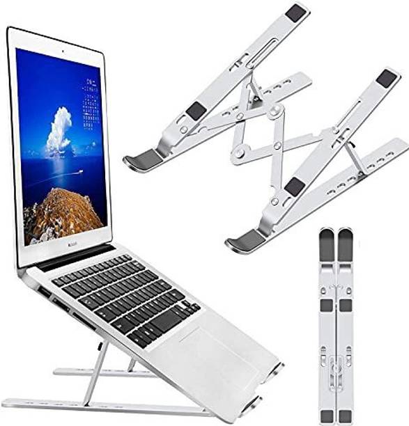 Bathurst Adjustable Aluminium Fold able Portable Laptop Stand, Compatible with all brands Aluminium Floor and Desk Stand Laptop Stand with Adjustable Height Compatible with Universal Laptops