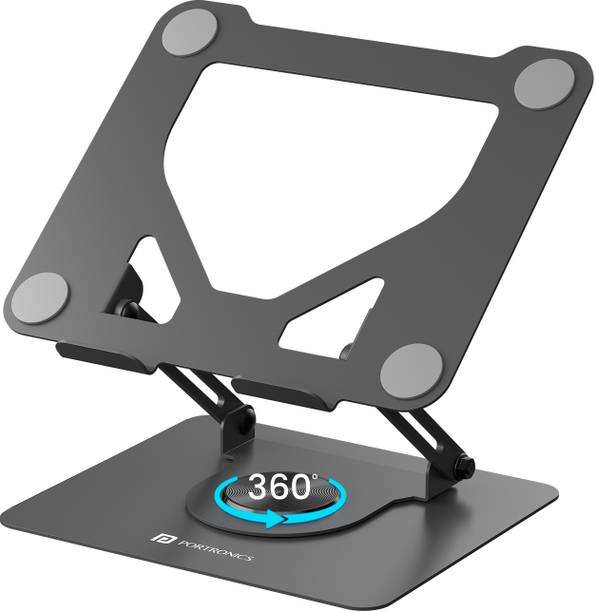 Portronics My Buddy K11 Laptop Stand, 360° Rotation, Adjustable & Foldable, Metal Body POR-2202 Steel Desk Stand Rotatable Laptop Stand with Adjustable Height Compatible with Universal Laptops