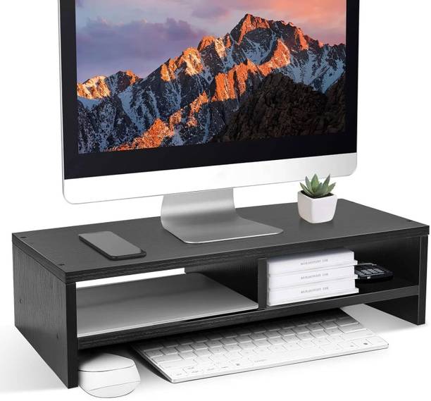 Smfg Handicraft Wooden Monitor Stand With Storage Organizer For Desk, SMFG-Monitor Stand-Wenge Wooden Desk Stand Laptop Stand Compatible with Universal Laptops