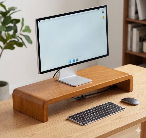 WoodenFriend Woodeek RiseX Wooden Computer Monitor Stand, Monitor Riser Desk Shelf Desktop Stand TV Laptop Wooden Desk Stand Rotatable Laptop Stand Compatible with 40 - 44cm Laptops