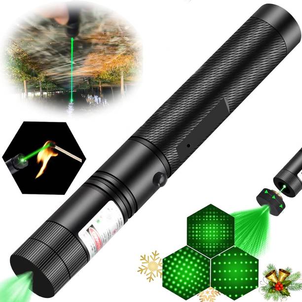 HALOZA Green Laser Pointer Pen Beam with Stylish Disco Light 5 Mile + Battery