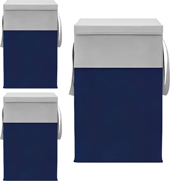 MRSAYON 75 L Dark Blue Laundry Stool/Storage