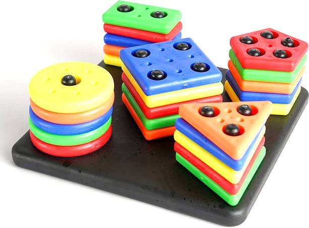 Toy DEKHO Geometric Shapes Circle,Triangle,Rectangle, Square Stacker Puzzle Game For Kids