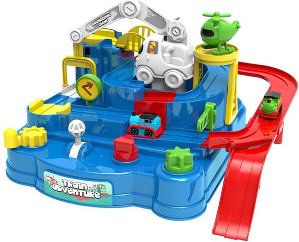 RAINBOW RIDERS Train Adventure Mechanical Train Track Set with Mini Trains, Multifunctional Toy