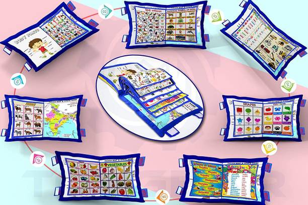 BHVMEY Alphabet, Numbers Learning Cushion Baby Pillow Book for Kids Blue Color