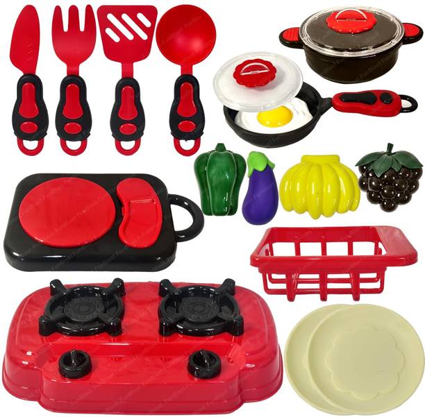 FunBlast Kitchen Play Set Toys for Kids - 19 Pcs Cooking Toys Play Set, Pretend