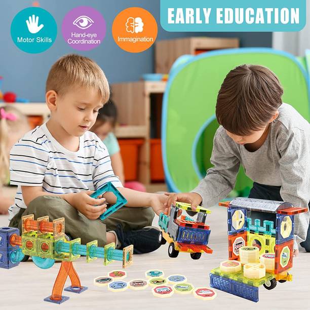 Craveon 76pcs 3D Light Magnetic Tiles- Building Blocks for Kids