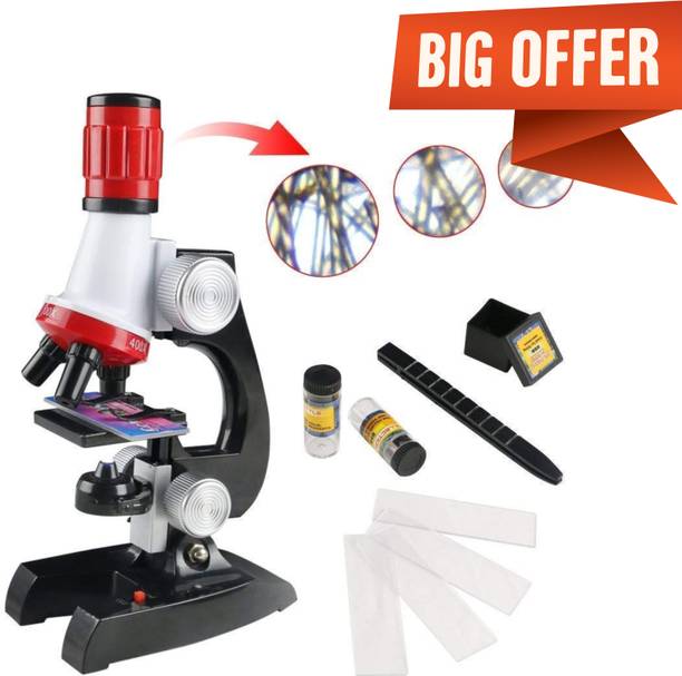 CountryLink Kids Science Experiment Microscope Kit with LED Light Slides 1200X Zoom Toy