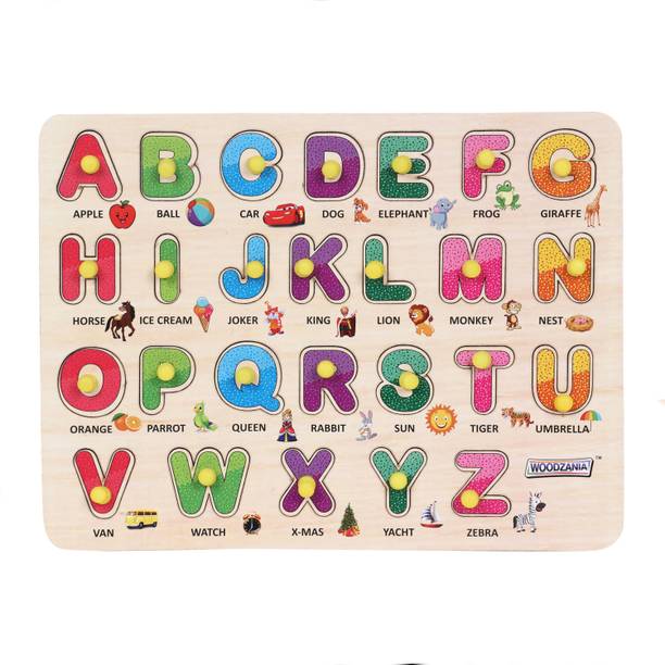 woodzania Wooden Alphabets Educational Tray with Knob