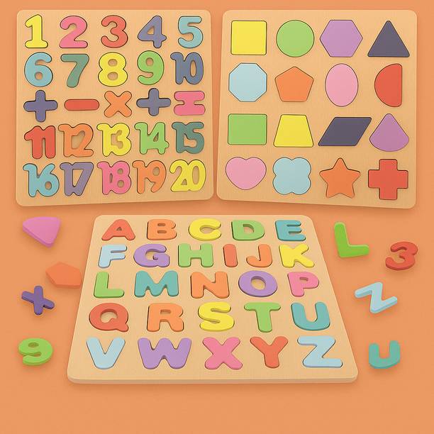 kanthee ABCD Wooden Puzzle Learning Educational Game Board For Kids A40