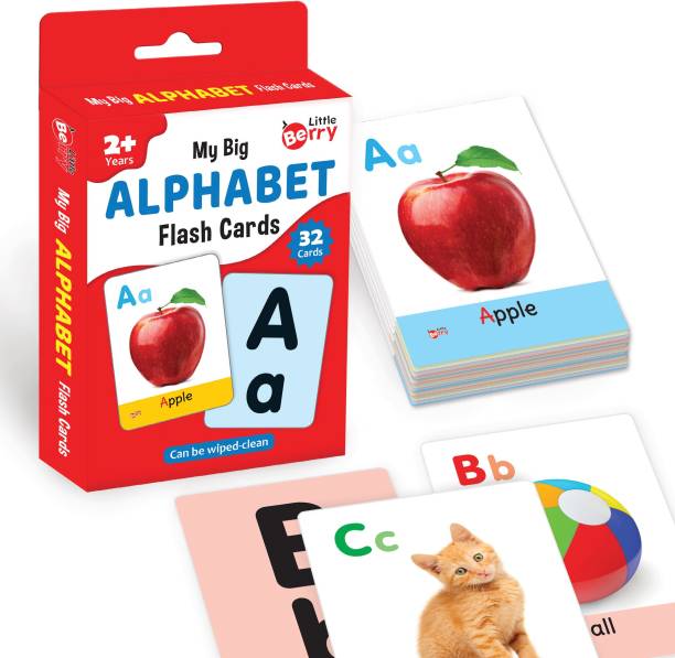 Little Berry Big ALPHABET Flash Cards for Kids (32 Cards) | Fun Learning Toy for 2-6 years
