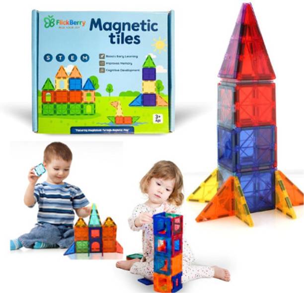 FlickBerry Magnetic Tiles | 26-Piece STEM Building Blocks Toy for Kids Age 3–8