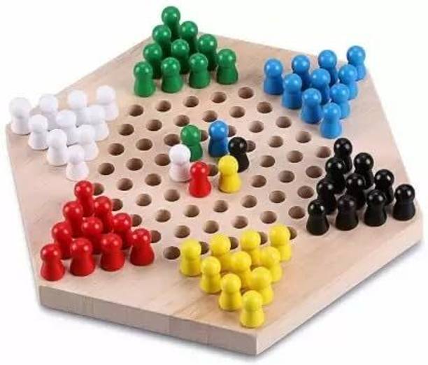 Amaflip Chinese Checker Board Wooden Classic Board Game Adults and Kids