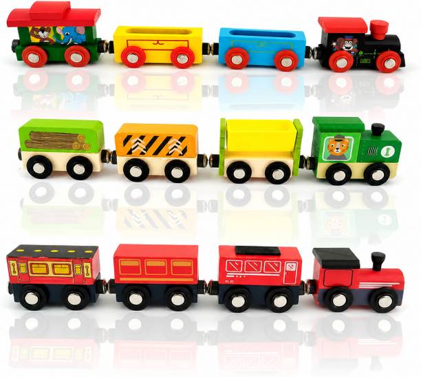 Design Embellish DE Wooden Toy Train Set | Magnetic Wooden Train| 1 Random Set of 1 Train