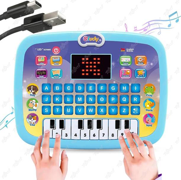 Toyco Learning Piano Tablet for Kids with Led Screen & Music (Type C Cable Operated)