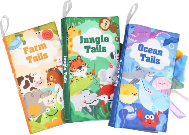 KIDOLOGY Learning Tails Children's Cloth Books, Tear-Resistant with Rustling Sound