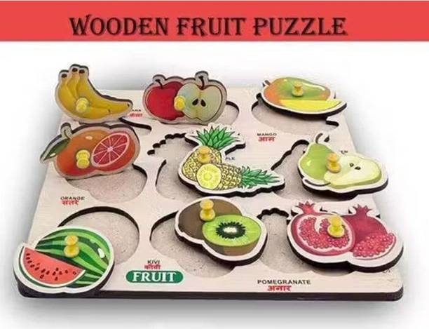 ARIZON Wooden Fruits Puzzles Toys Fruits Name Early Educational Board for Kids