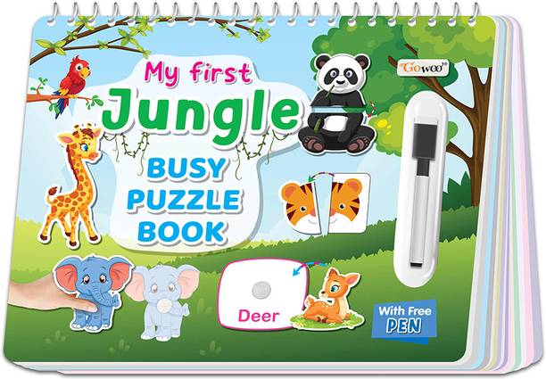 GO WOO My First Jungle Busy Puzzle Book : Montessori book with Hook and Loop