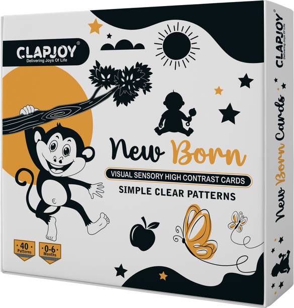 क्लैपजॉय Black & White 20 Flash Cards for New Born Babies of Age 0-6 Months