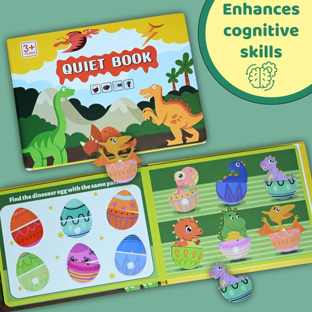 KIDSTER Dino World Quiet Book 18M+ | Hard Cover Velcro Activity Educational Learning Toy