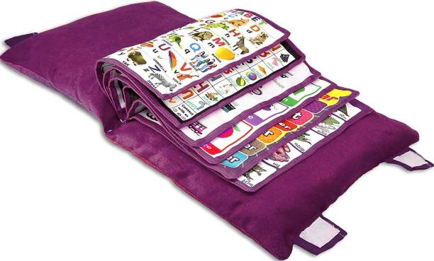HIM TAX Kid's Learning Cushion Pillow Cum Book with English Alphabets, , Animals Names