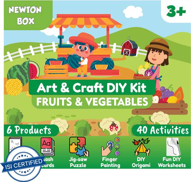 Little Olive Newton Box 6 in 1 Art and Craft DIY Kit |Fruits and Vegetables Theme