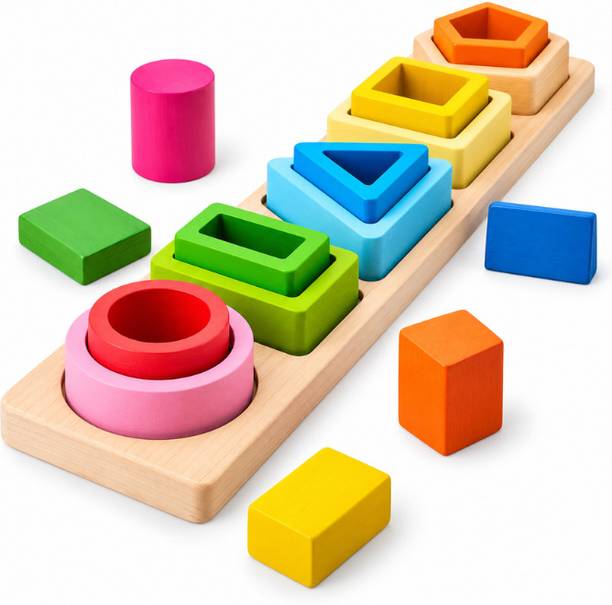 RNZIVA Wooden Shape Sorting Puzzle Board for Kids