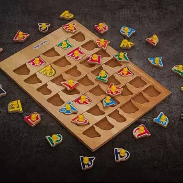 ELEXN New Creative Wooden Hindi Alphabets Color Learning Educational Board for Kids