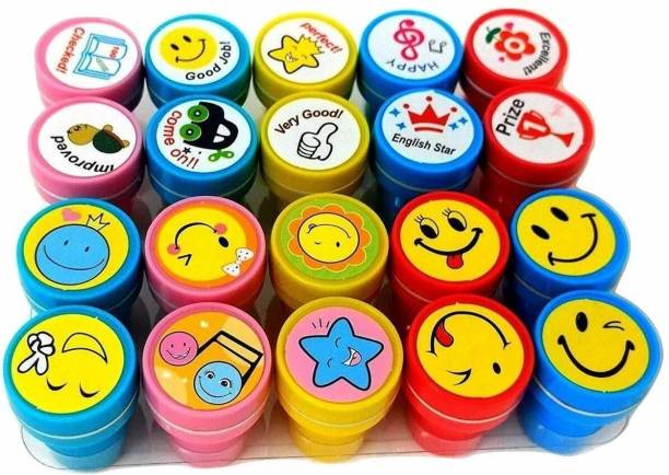 ALNA-TURA 20 Piece Playing Stamps for kids Emoji Art & Craft Students Birthday Return Gift Set for Kids