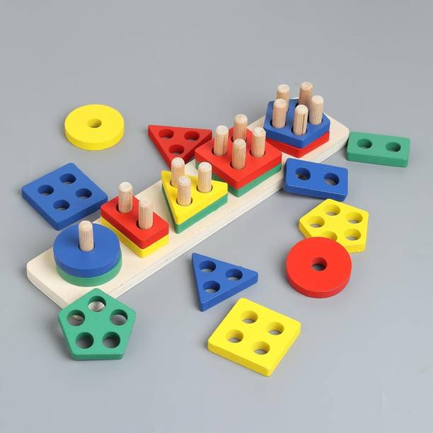 Eopzo Wooden Educational Toys, Wooden Shape Color Sorting